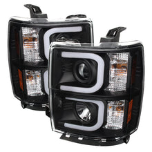 Load image into Gallery viewer, Spyder Chevy Silverado 1500 14-16 Projector Headlights Light Bar DRL Blk PRO-YD-CS14-LBDRL-BK
