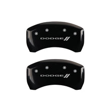 Load image into Gallery viewer, MGP 4 Caliper Covers Engraved Front &amp; Rear With stripes/Dodge Black finish silver ch
