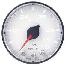 Load image into Gallery viewer, Autometer Spek-Pro Gauge Boost 2 1/16in 60psi Stepper Motor W/Peak &amp; Warn Wht/Blk
