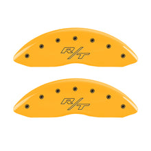 Load image into Gallery viewer, MGP 4 Caliper Covers Engraved Front &amp; Rear Vintage Style/RT Yellow finish black ch
