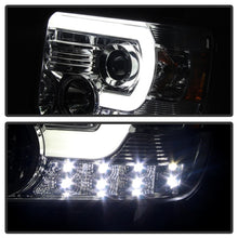 Load image into Gallery viewer, Spyder GMC Sierra 14-16 Projector Headlights Light Bar DRL Chrome PRO-YD-GS14-LBDRL-C
