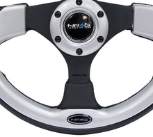 Load image into Gallery viewer, NRG Reinforced Steering Wheel (320mm) Blk w/Silver Trim &amp; 5mm 3-Spoke
