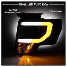 Load image into Gallery viewer, Spyder 09-14 Ford F-150 Projector Headlights - Halogen Model Light Bar - Blk PRO-YD-FF15009-SBLB-BK
