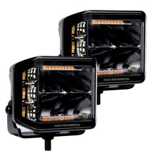 Load image into Gallery viewer, Go Rhino Xplor Blackout Combo Series Cube Sideline LED Spot Lights w/ Amber 4x3 - Blk (Pair)
