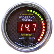 Load image into Gallery viewer, Autometer Carbon Fiber 52mm AFR or LAMBDA Digital Wideband Air/Fuel Ratio PRO Wideband A/F Kit
