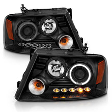 Load image into Gallery viewer, ANZO 2004-2008 Ford F-150 Projector Headlights w/ Halo and LED Black
