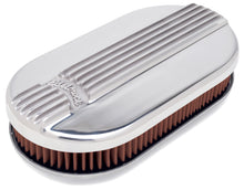 Load image into Gallery viewer, Edelbrock Air Cleaner Classic Series Oval Aluminum Top Cloth Element 17 5In X 9 35In X 3 9In
