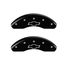 Load image into Gallery viewer, MGP Front set 2 Caliper Covers Engraved Front Bowtie Black finish silver ch
