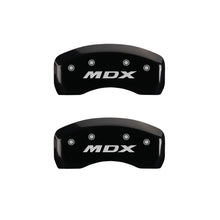 Load image into Gallery viewer, MGP 4 Caliper Covers Engraved Front Acura Engraved Rear MDX Black finish silver ch
