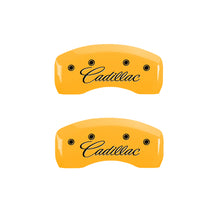 Load image into Gallery viewer, MGP 4 Caliper Covers Engraved Front Cursive/Cadillac Engraved Rear CTS4 Black finish silver ch
