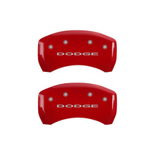 Load image into Gallery viewer, MGP 4 Caliper Covers Engraved Front &amp; Rear With out stripes/Dodge Red finish silver ch
