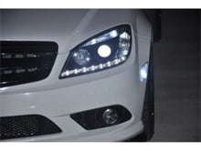 Load image into Gallery viewer, Spyder Mercedes Benz C-Class 08-11 Projector Headlights Halogen - DRL Blk PRO-YD-MBW20408-DRL-BK
