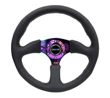 Load image into Gallery viewer, NRG Reinforced Steering Wheel (350mm / 2.5in. Deep) Leather Race Comfort Grip w/4mm Neochrome Spokes
