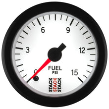 Load image into Gallery viewer, Autometer Stack 52mm 0-15 PSI 1/8in NPTF Male Pro Stepper Motor Fuel Pressure Gauge - White
