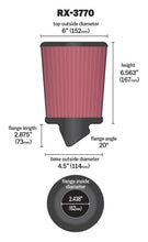 Load image into Gallery viewer, K&amp;N Filter Universal X Stream Clamp-On 3in Flange 4.5in Base 6in Top 6.125in Height
