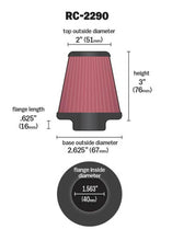 Load image into Gallery viewer, K&amp;N Universal Chrome Filter 1 9/16 inch FLG / 2 5/8 inch Bottom / 2 inch Top / 3 inch Height
