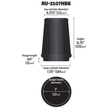 Load image into Gallery viewer, K&amp;N Universal Air Filter (5in Flange / 6-1/2in Base / 4-3/8in Top OD / 8-3/4in Height)
