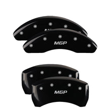 Load image into Gallery viewer, MGP 4 Caliper Covers Engraved Front &amp; Rear MGP Black Finish Silver Char 2017 Infiniti QX30
