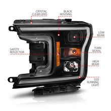 Load image into Gallery viewer, ANZO 2018-2020 Ford F-150 Projector Headlight w/ Plank Style Switchback Black Housing
