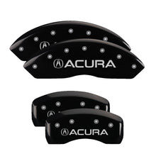 Load image into Gallery viewer, MGP 4 Caliper Covers Engraved Front &amp; Rear Acura Black Finish Silver Char 2017 Acura RDX
