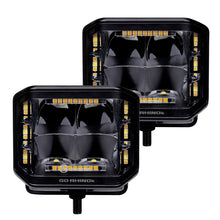 Load image into Gallery viewer, Go Rhino Xplor Blackout Combo Series Cube Sideline LED Spot Lights w/ Amber 4x3 - Blk (Pair)
