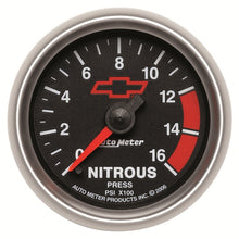 Load image into Gallery viewer, Autometer GM Bowtie Black 2-1/16in 0-1600 PSI Nitrous Pressure - Digital Stepper Motor
