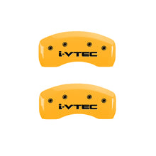 Load image into Gallery viewer, MGP 4 Caliper Covers Engraved Front &amp; Rear i-Vtec Yellow finish black ch
