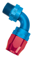 Load image into Gallery viewer, Russell Performance -8 AN Red/Blue 90 Degree Full Flow Swivel Pipe Thread Hose End (With 1/2in NPT)
