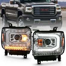 Load image into Gallery viewer, ANZO 2016-2019 Gmc Sierra 1500 Projector Headlight Plank Style Chrome w/ Sequential Amber Signal
