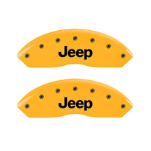 Load image into Gallery viewer, MGP 4 Caliper Covers Engraved Front JEEP Engraved Rear JEEP Grill logo Yellow finish black ch
