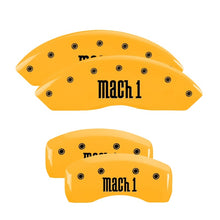 Load image into Gallery viewer, MGP 4 Caliper Covers Engraved Front Cobra Rear Snake Yellow Finish Black Char 2003 Ford Mustang
