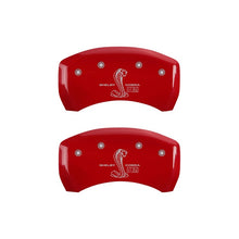 Load image into Gallery viewer, MGP Rear set 2 Caliper Covers Engraved Rear GT350 Shelby &amp; Cobra Red finish silver ch
