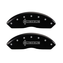 Load image into Gallery viewer, MGP 4 Caliper Covers Engraved Front Lincoln Engraved Rear MKX Black finish silver ch
