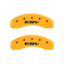 Load image into Gallery viewer, MGP 4 Caliper Covers Engraved Fr Escalade Rear ESV Yellow Finish Blk Char 2003 Cadillac Escalade ESV
