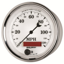 Load image into Gallery viewer, AutoMeter Gauge Speedometer 3-3/8in. 120MPH Elec. Prog. W/ Lcd Odo Old Tyme Wht II
