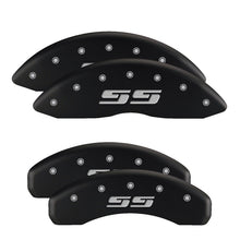 Load image into Gallery viewer, MGP 4 Caliper Covers Engraved Front &amp; Rear Bowtie Red finish silver ch
