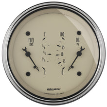 Load image into Gallery viewer, AutoMeter Gauge Dual Fuel &amp; Oilp 3-3/8in. 0 Ohm(e) to 90 Ohm(f)&amp; 100PSI Elec Antq Beige
