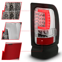 Load image into Gallery viewer, ANZO 1994-2001 Dodge Ram 1500 LED Taillights Plank Style Chrome w/ Clear Lens
