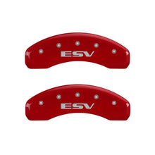 Load image into Gallery viewer, MGP 4 Caliper Covers Engraved Front Escalade Engraved Rear ESV Red finish silver ch
