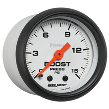 Load image into Gallery viewer, Autometer Phantom 52mm 0-15PSI Mechanical Boost Pressure Gauge
