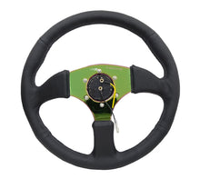 Load image into Gallery viewer, NRG Reinforced Steering Wheel (350mm / 2.5in. Deep) Leather Race Comfort Grip w/4mm Neochrome Spokes
