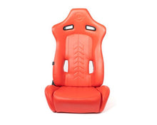 Load image into Gallery viewer, NRG Reclinable Sport Seats (Pair) The Arrow Red Vinyl w/ Pressed NRG Logo w/ Red Stitch
