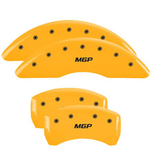 Load image into Gallery viewer, MGP 4 Caliper Covers Engraved Front &amp; Rear MGP Yellow finish black ch
