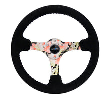 Load image into Gallery viewer, NRG Reinforced Steering Wheel (350mm / 3in. Deep) Blk Suede Floral Dipped w/ Blk Baseball Stitch
