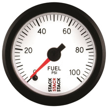 Load image into Gallery viewer, Autometer Stack 52mm 0-100 PSI 1/8in NPTF Male Pro Stepper Motor Fuel Pressure Gauge - White
