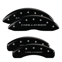 Load image into Gallery viewer, MGP 4 Caliper Covers Engraved Front &amp; Rear Block/Challenger Black finish silver ch
