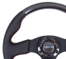 Load image into Gallery viewer, NRG Carbon Fiber Steering Wheel (315mm) Leather Trim w/Red Stitching
