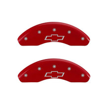 Load image into Gallery viewer, MGP Front set 2 Caliper Covers Engraved Front Bowtie Red finish silver ch

