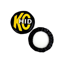 Load image into Gallery viewer, KC HiLiTES 8in. Round Soft Cover HID (Pair) - Black w/Yellow Brushed KC Logo
