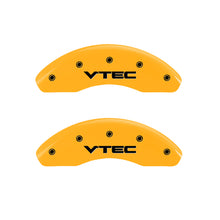 Load image into Gallery viewer, MGP 4 Caliper Covers Engraved Front &amp; Rear Vtech Yellow Finish Black Char 2007 Honda Accord
